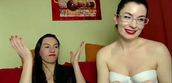  Lesbians fondling on private webcam show